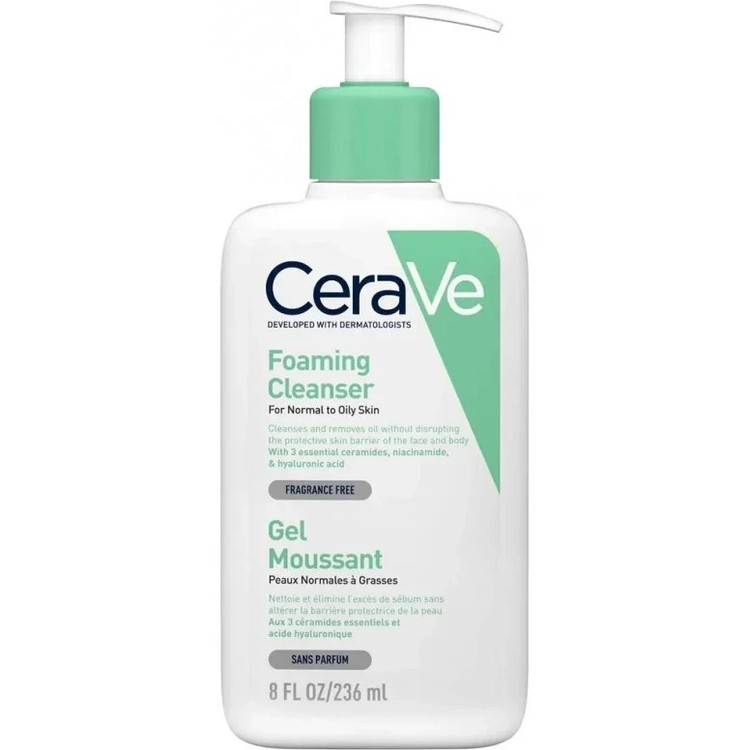 فوم شستشوی صورت سراوی مدل Foaming Cleanser مناسب پوست نرمال تا چرب حجم 473 میلی مسترکپی